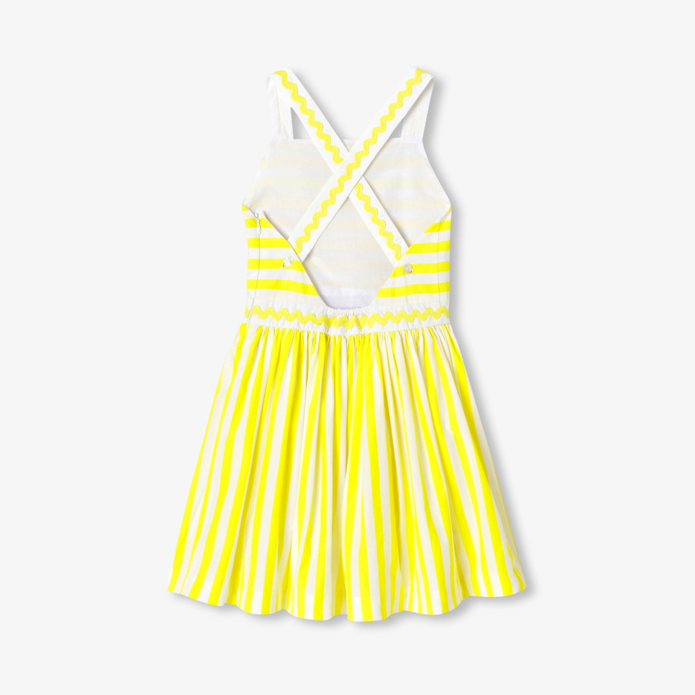 Girl striped poplin dress - jaune/blanc