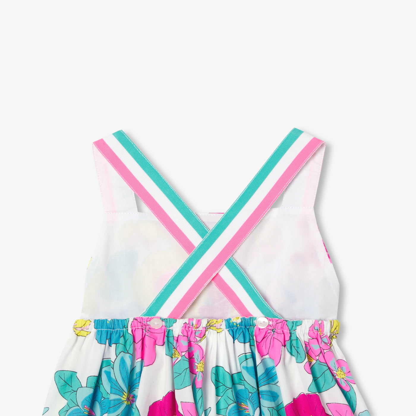 Girl sleeveless poplin dress - blanc/multico