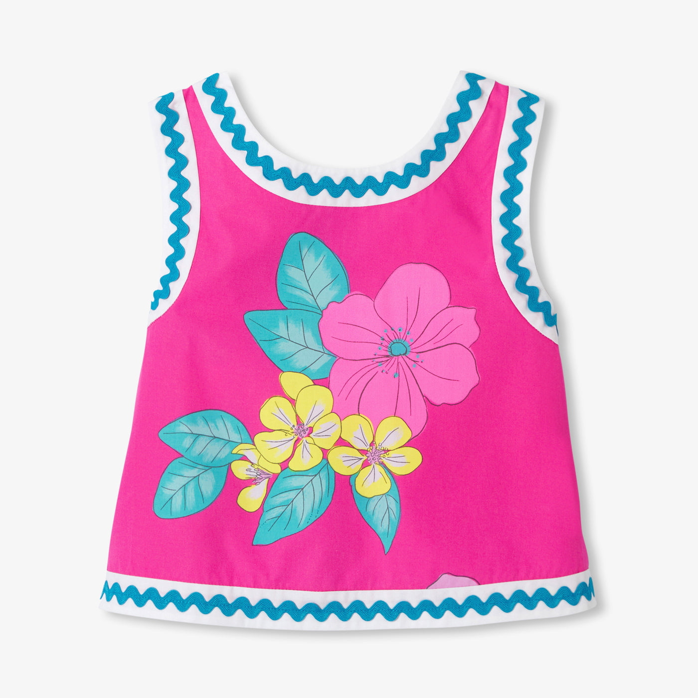 Girl floral print poplin top - rose bubble