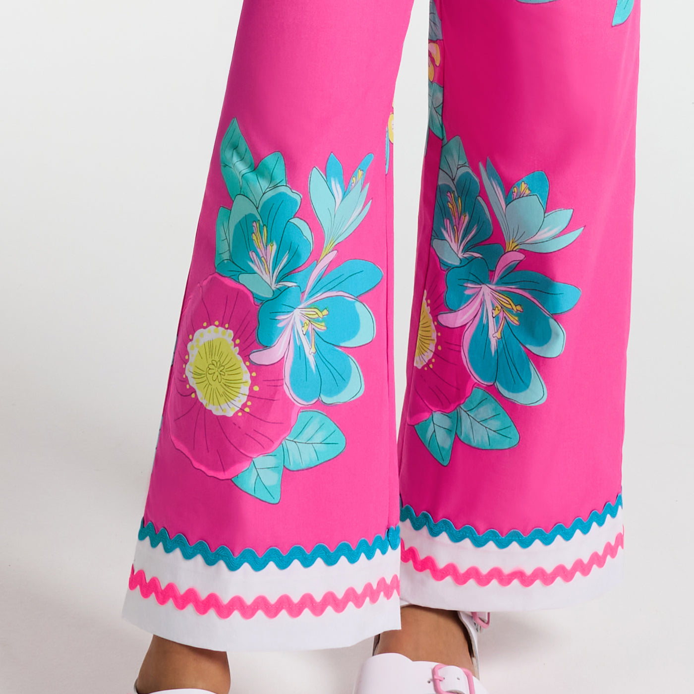 Girl wide-leg poplin trousers - rose/multico