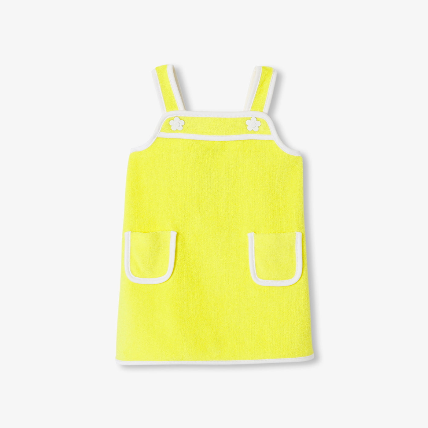 Baby girl sleeveless dress in terry cotton - jaune soleil
