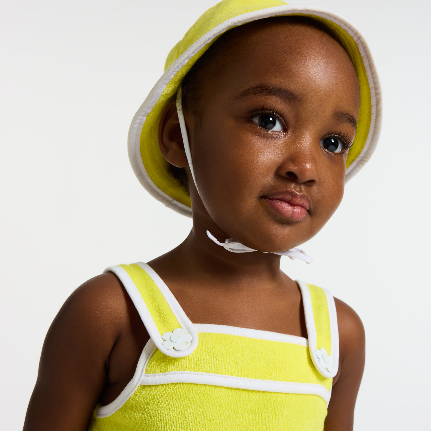 Baby girl sleeveless dress in terry cotton - jaune soleil