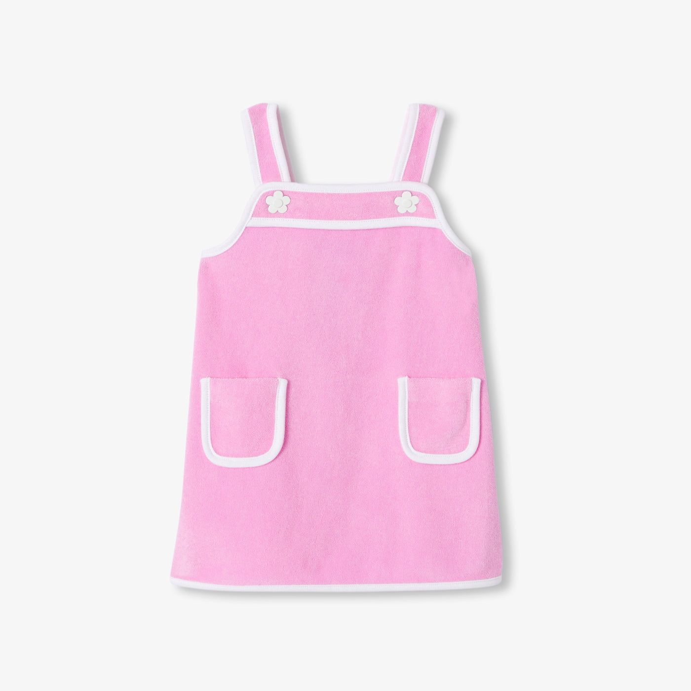 Baby girl sleeveless dress in terry cotton - rose petale