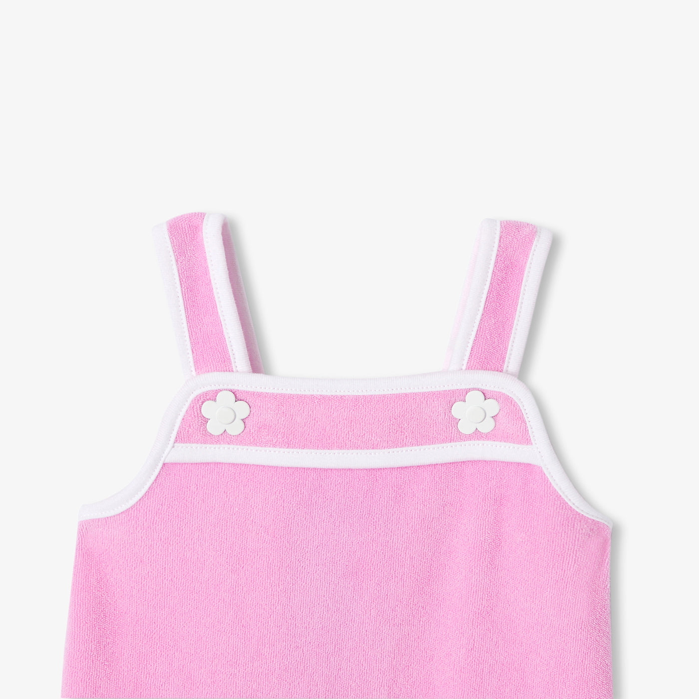 Baby girl sleeveless dress in terry cotton - rose petale