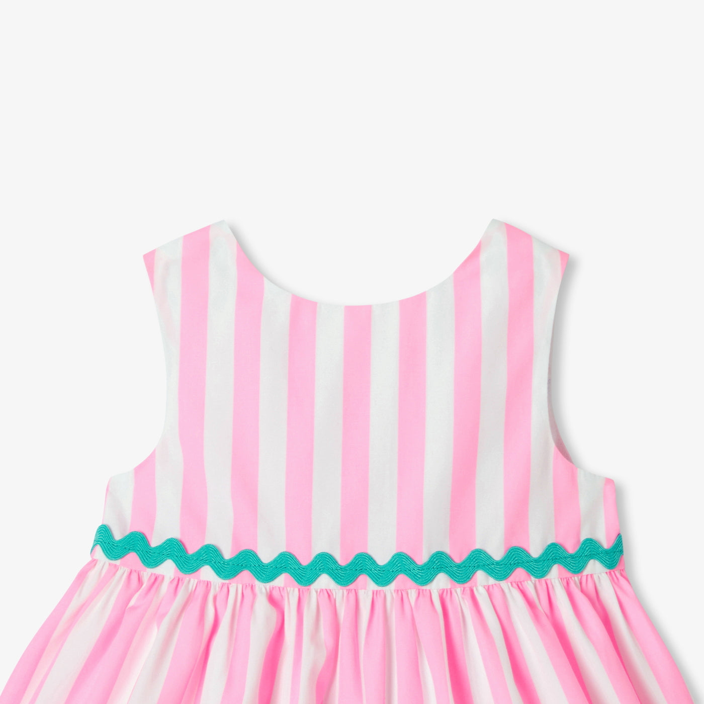 Baby girl striped cotton dress - blanc/rose