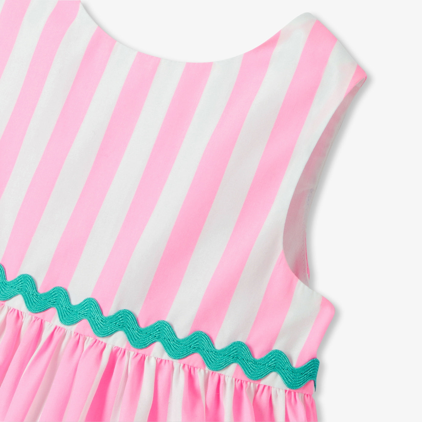 Baby girl striped cotton dress - blanc/rose