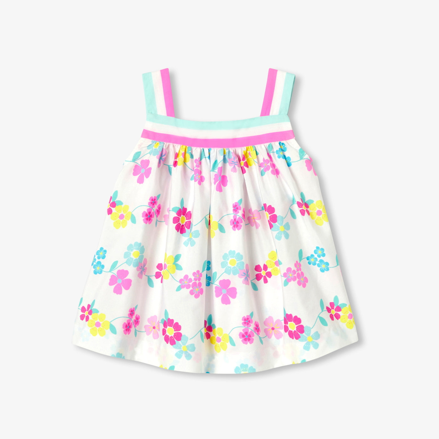 Baby girl poplin blouse with straps - blanc/multico