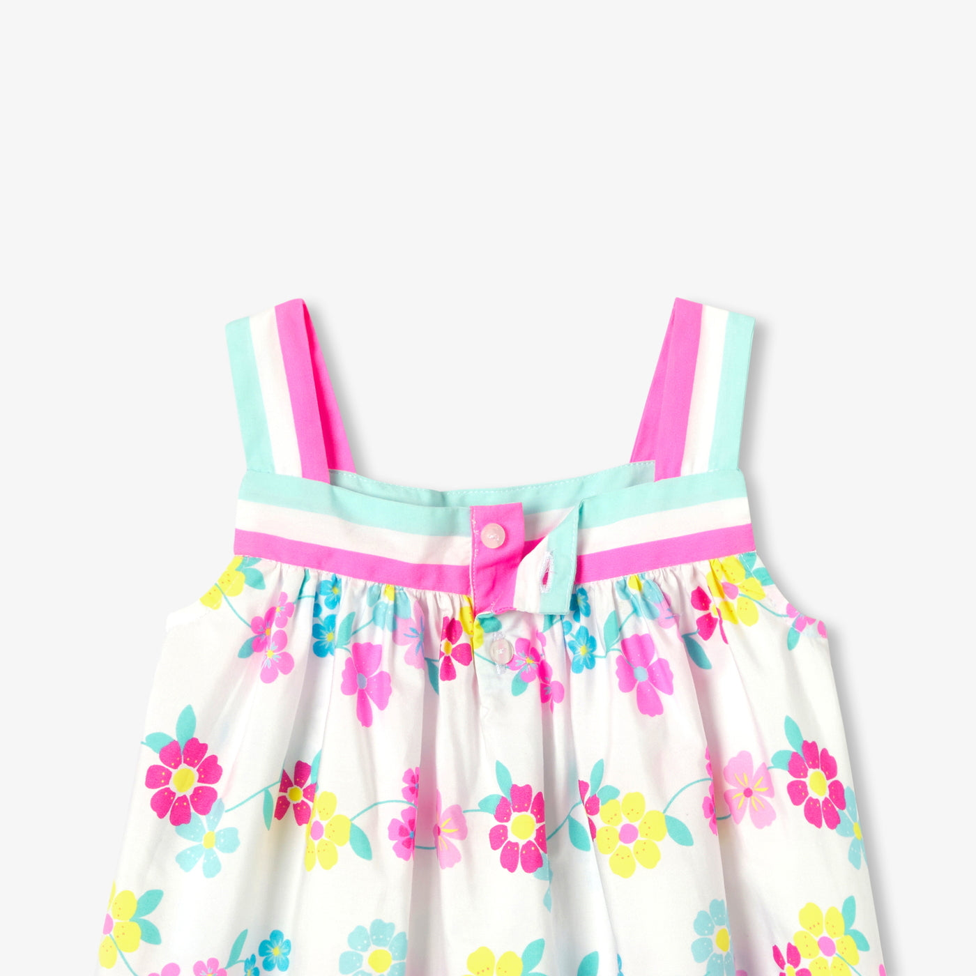 Baby girl poplin blouse with straps - blanc/multico