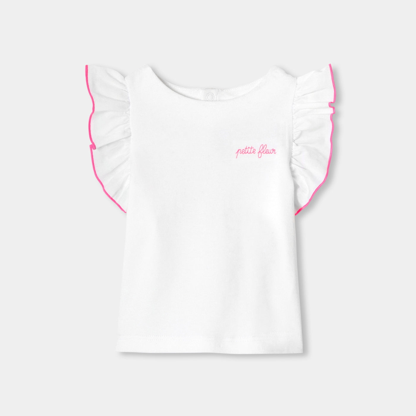 Baby girl interlock cotton T-shirt - blanc jacadi