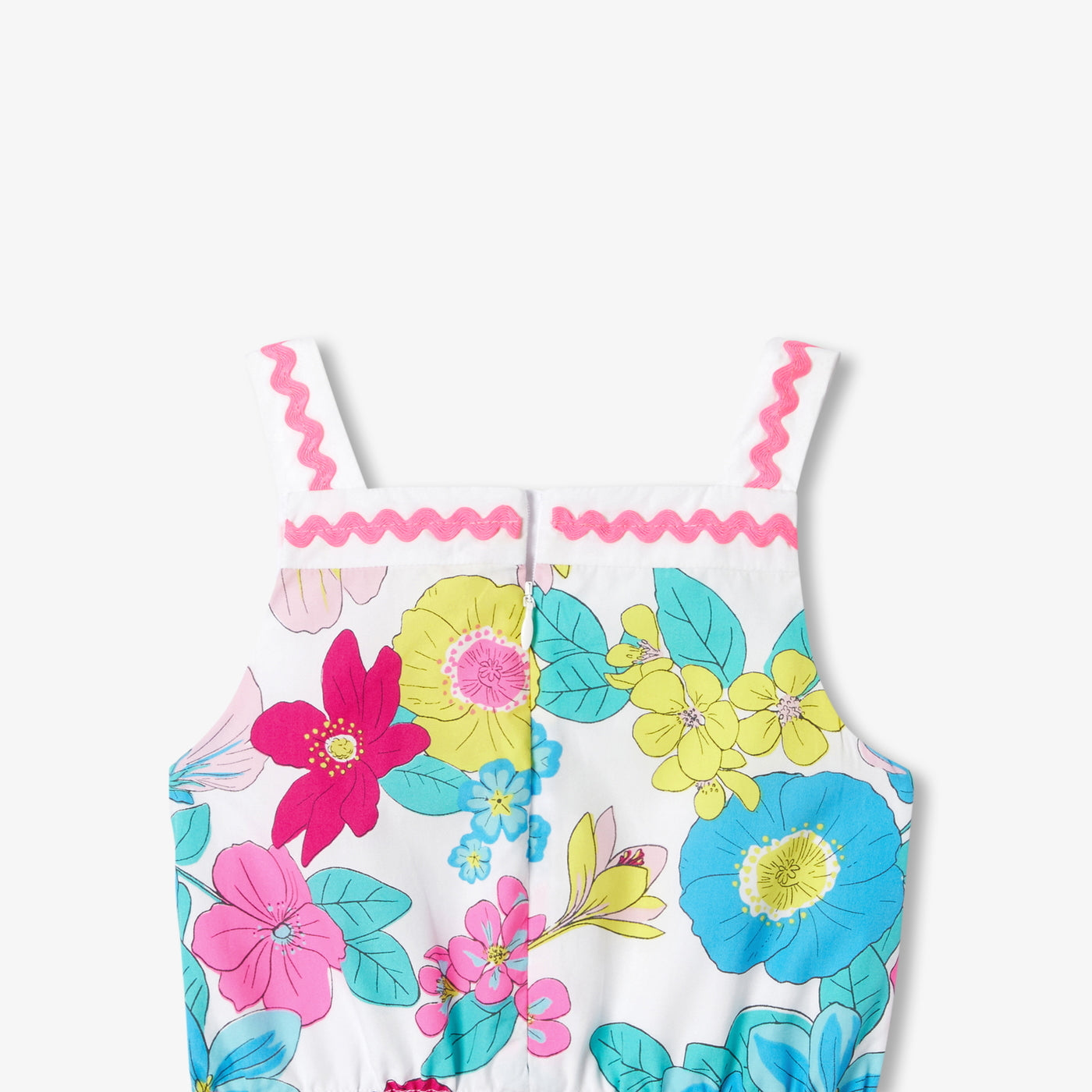 Girl floral poplin jumpsuit - blanc/multico