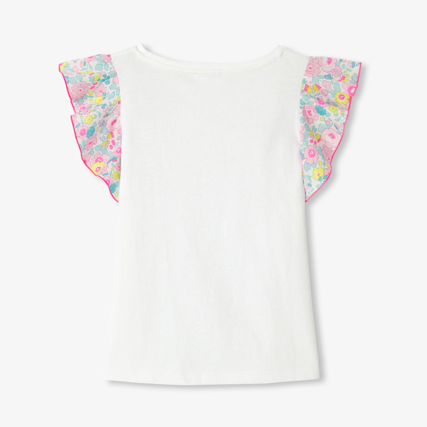 Girl T-shirt with ruffled sleeves - blanc jacadi
