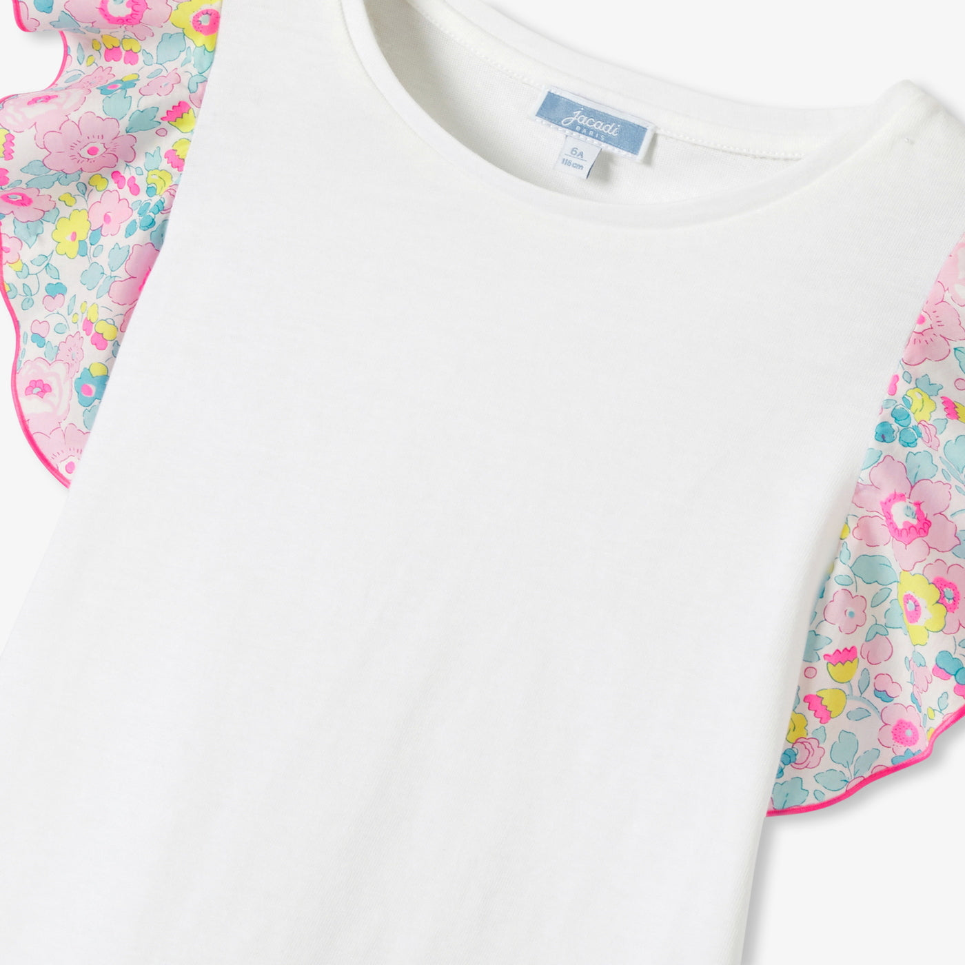 Girl T-shirt with ruffled sleeves - blanc jacadi