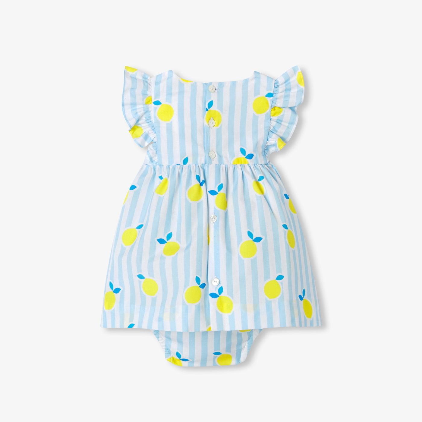 Baby girl dress in cotton poplin - blanc/multico