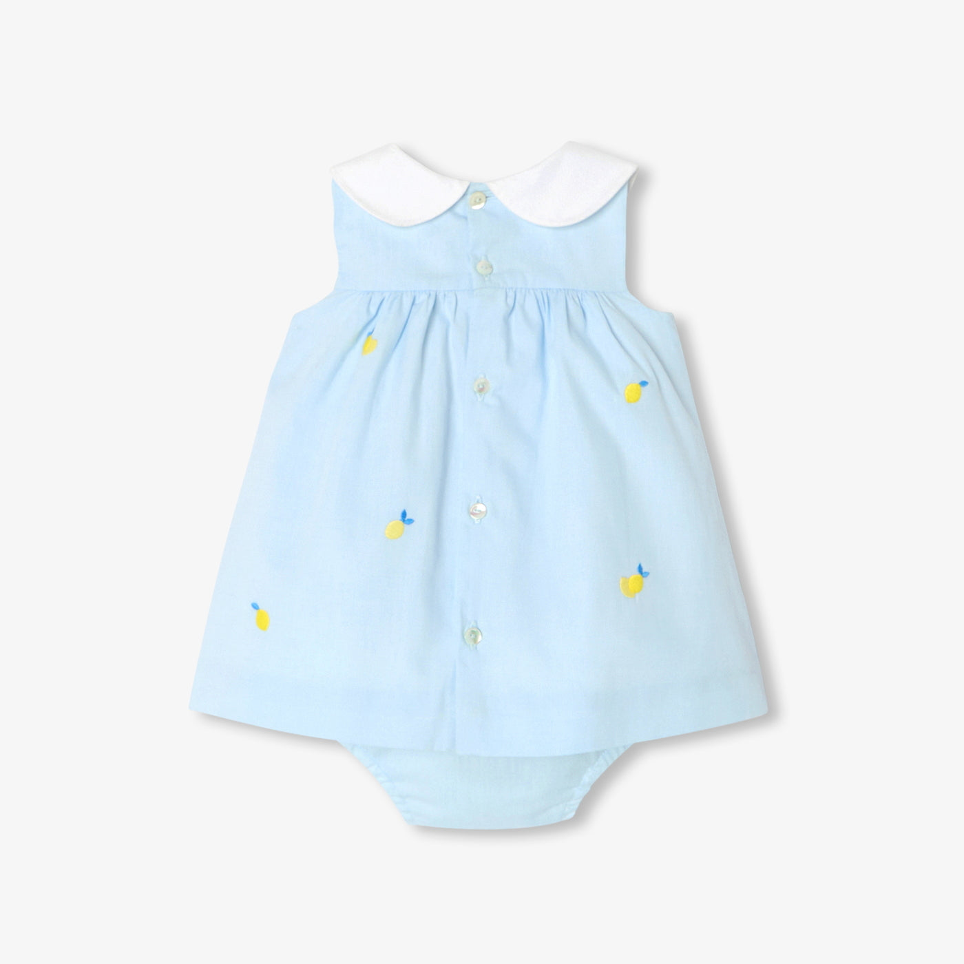 Baby girl dress in Oxford cotton - bleu/multico
