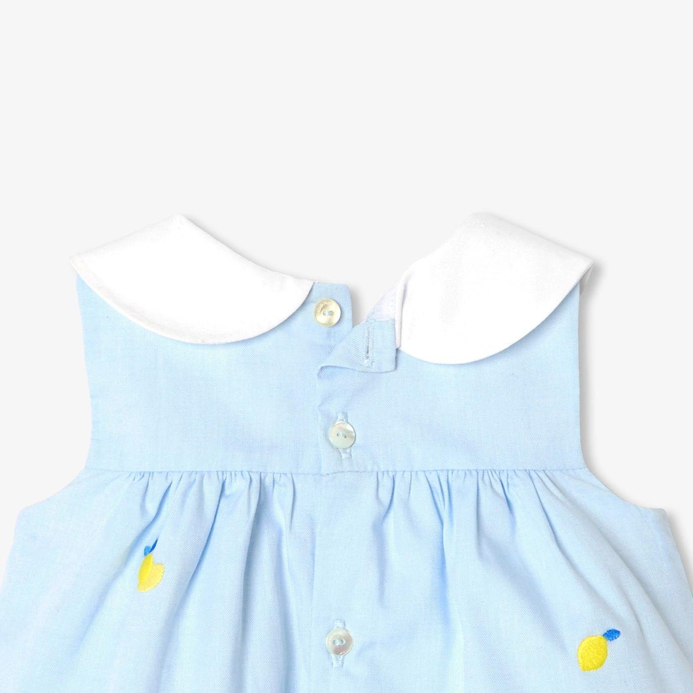 Baby girl dress in Oxford cotton - bleu/multico