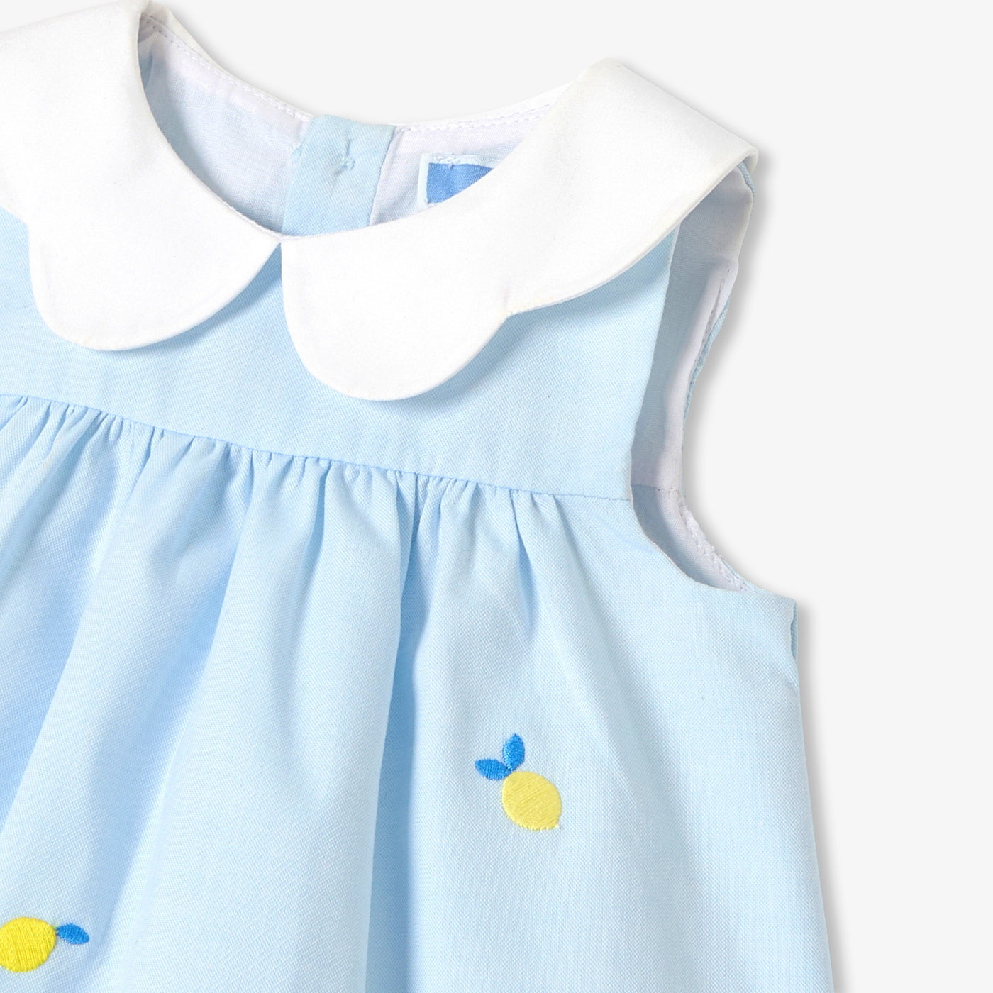 Baby girl dress in Oxford cotton - bleu/multico
