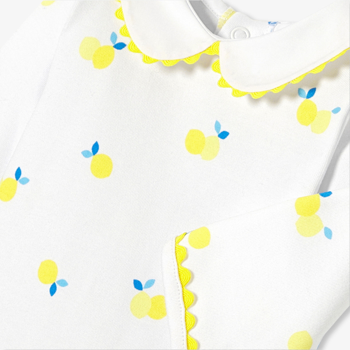 Baby girl pyjamas in interlock cotton - blanc/multico