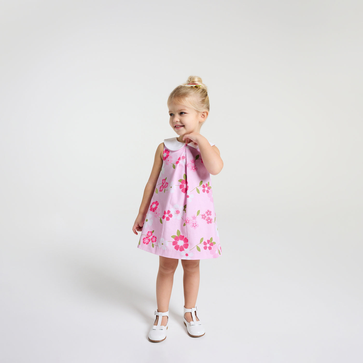 Baby girl dress with floral pattern - rose/multico