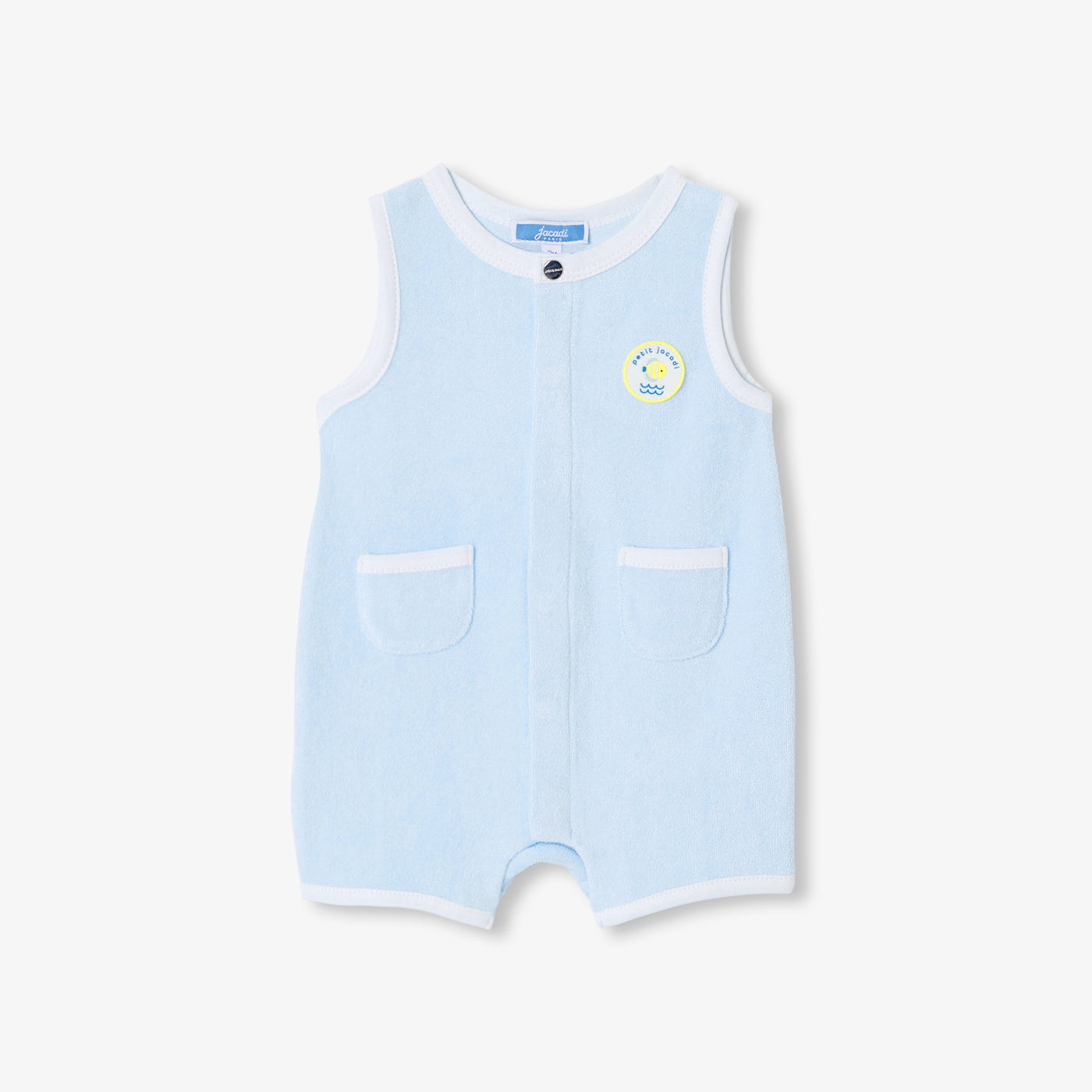 Baby boy French terry romper - bleu pale