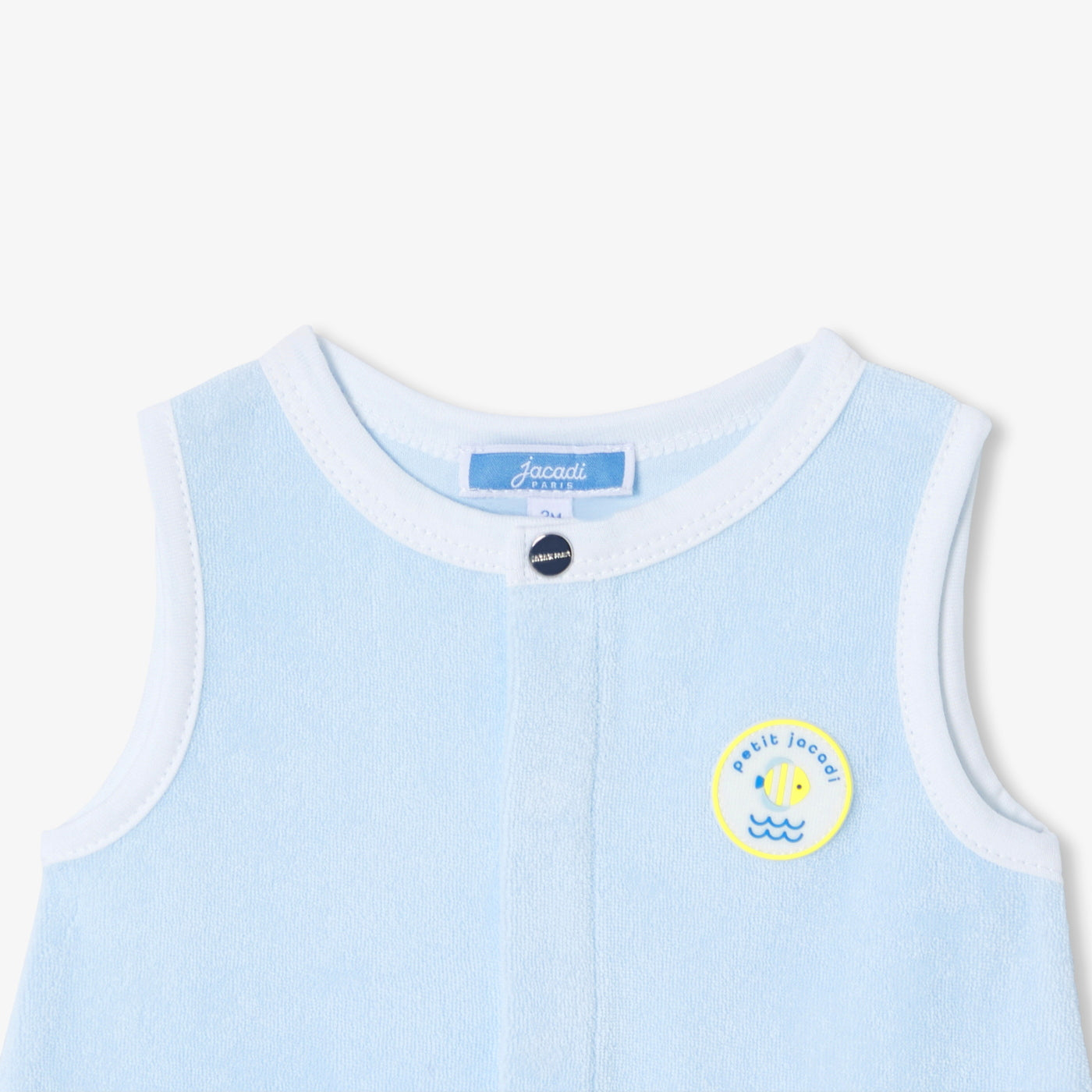 Baby boy French terry romper - bleu pale