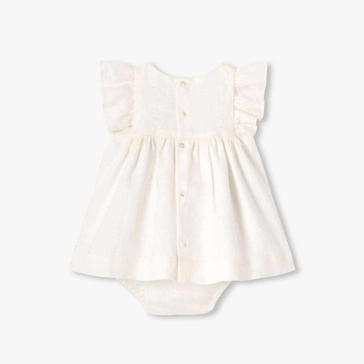 Baby girl dress in linen - blanc doux jacadi
