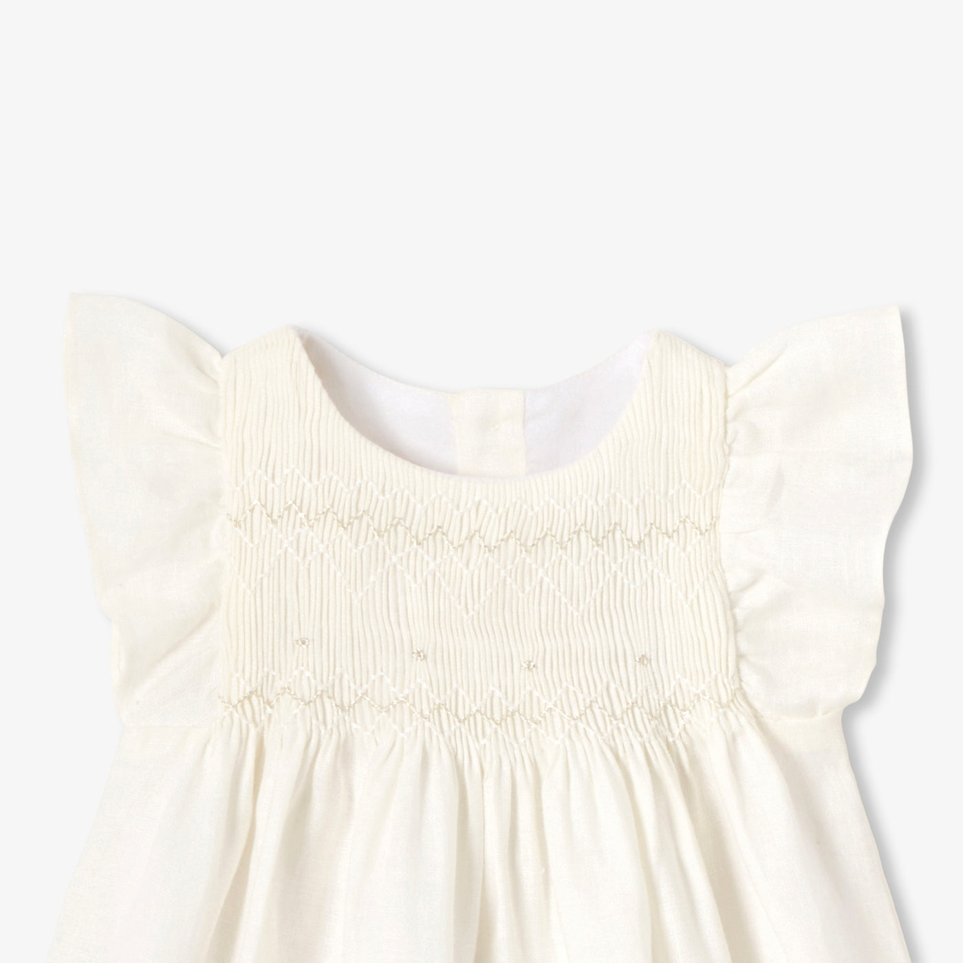 Baby girl dress in linen - blanc doux jacadi