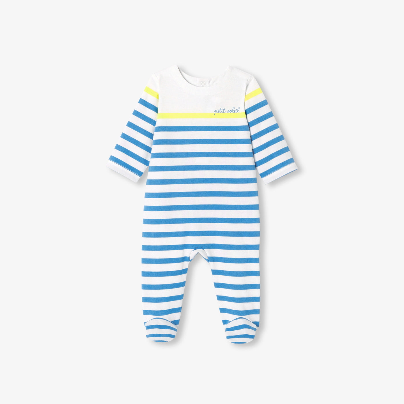 Baby boy striped jersey pyjamas - blanc/bleu