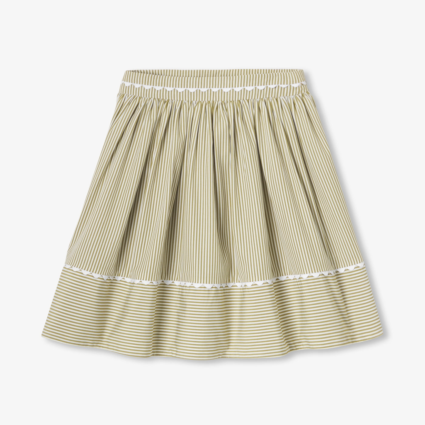 Girl striped poplin skirt - blanc/vert