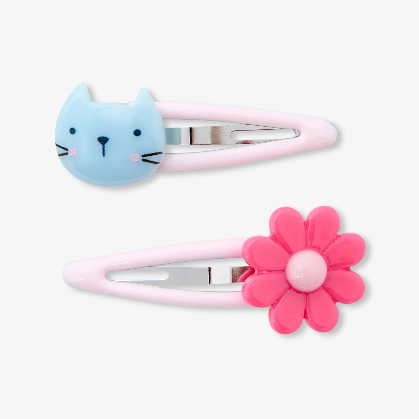 Baby girl set of two clip-on hair clips - blanc/multico