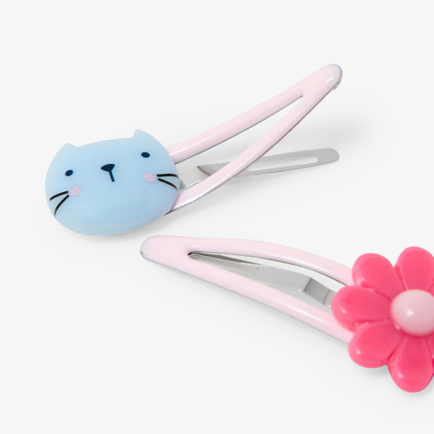 Baby girl set of two clip-on hair clips - blanc/multico