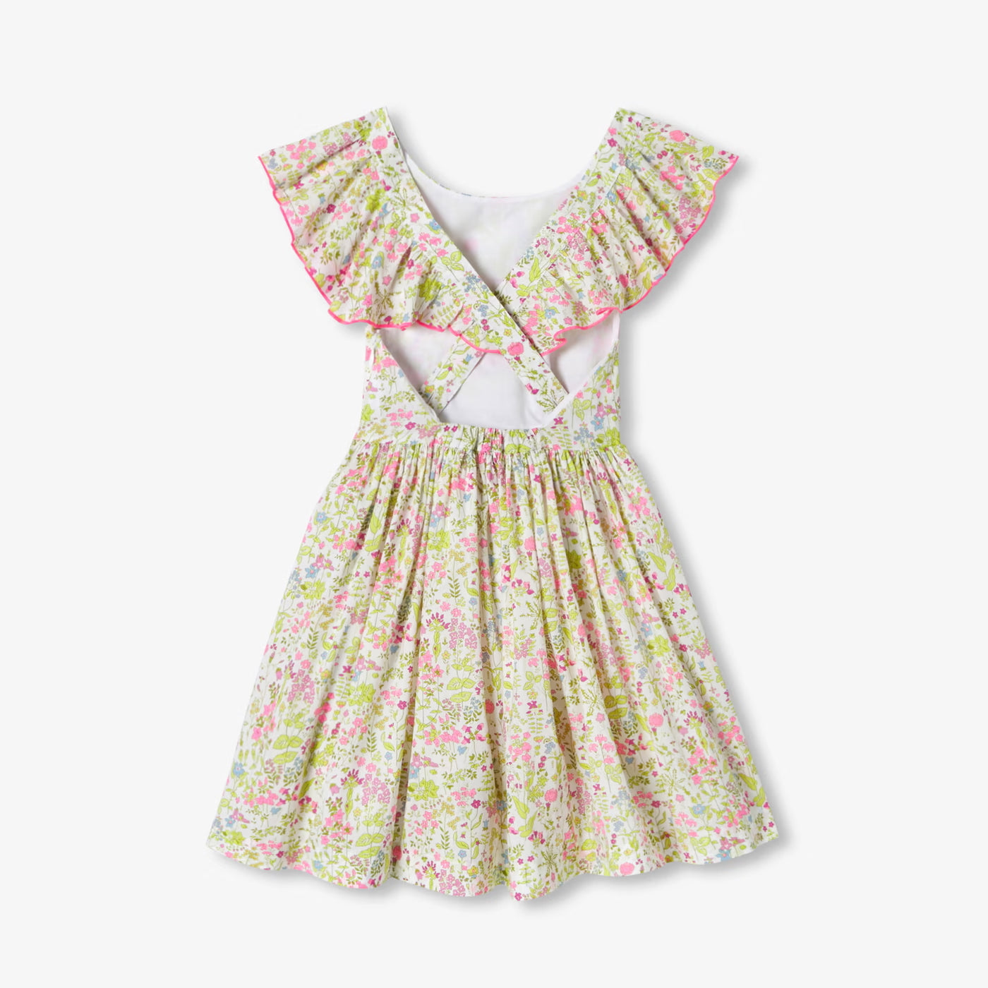 Girl halter neck dress in Liberty fabric - blanc/multico