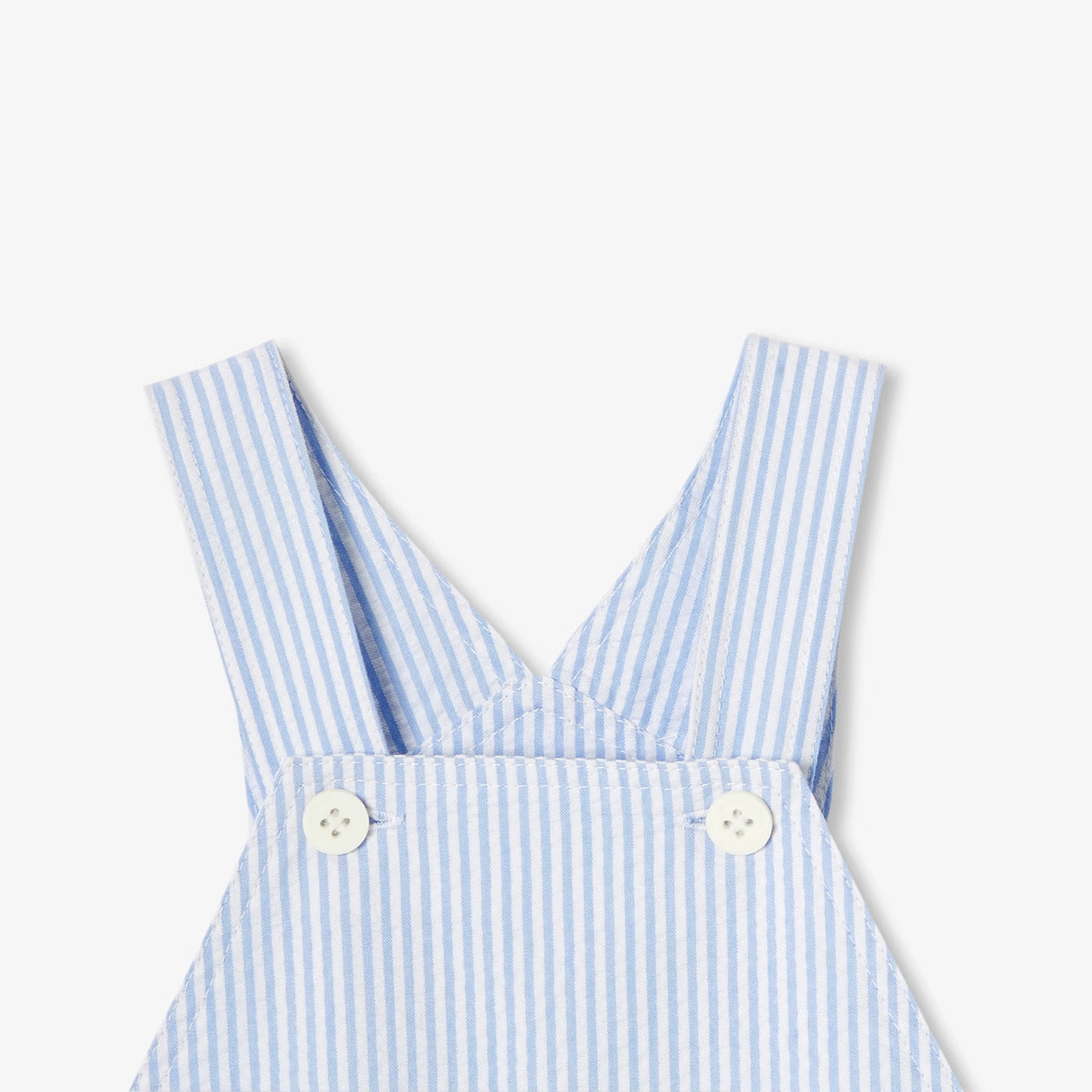 Baby boy seersucker dungaree shorts - blanc/ciel