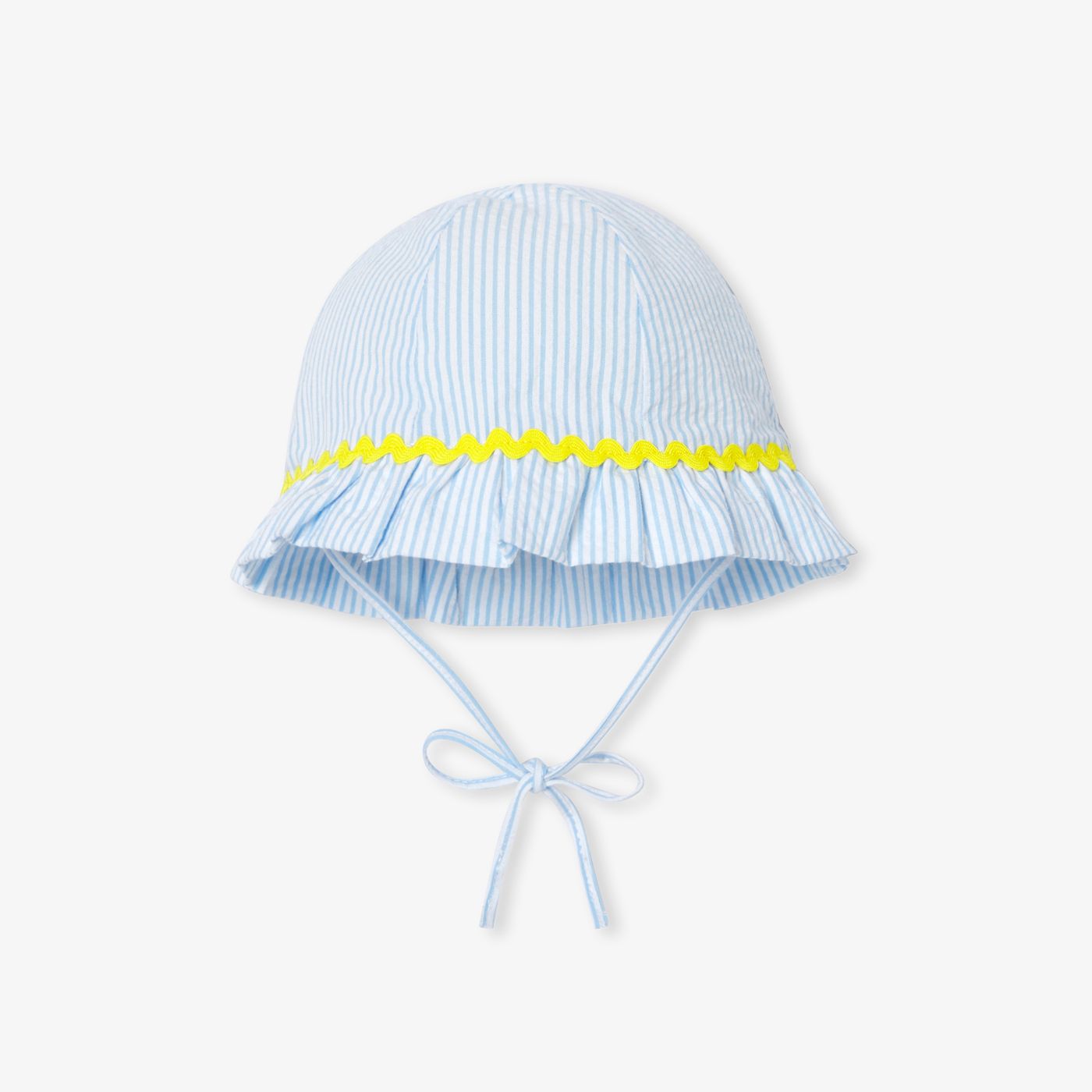 Baby girl hat in striped cotton - bleu/blanc