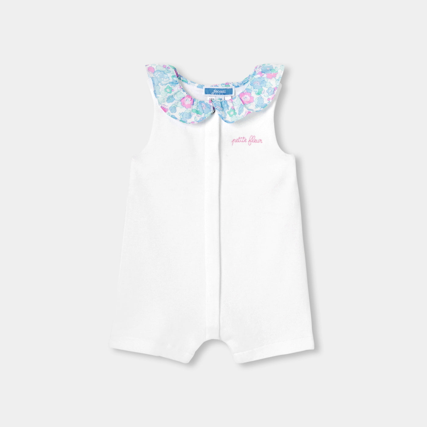 Baby girl interlock cotton romper - blanc jacadi