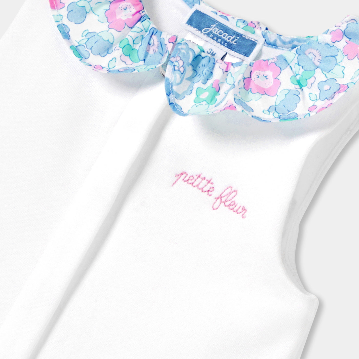 Baby girl interlock cotton romper - blanc jacadi