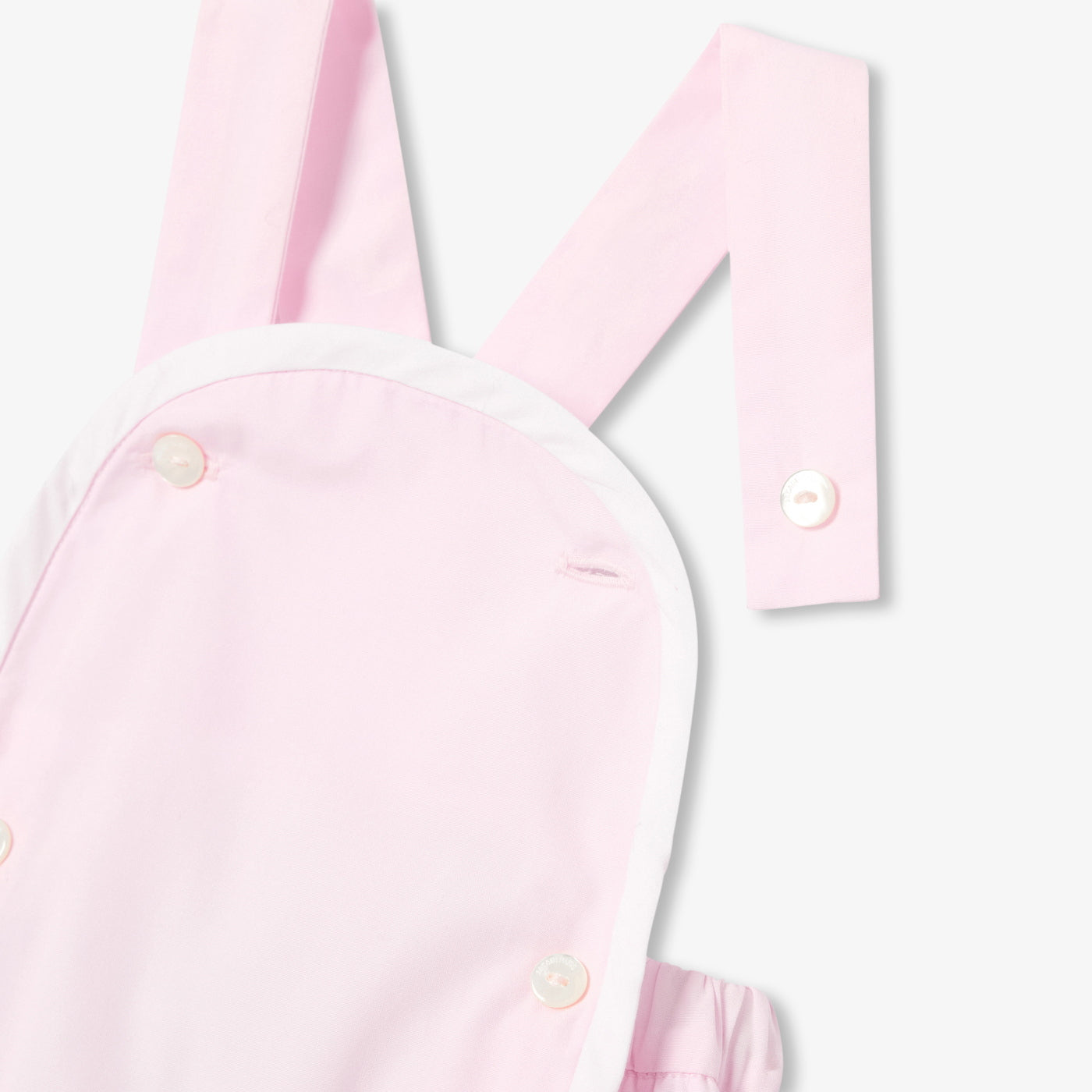Baby girl romper in cotton poplin - rose/blanc