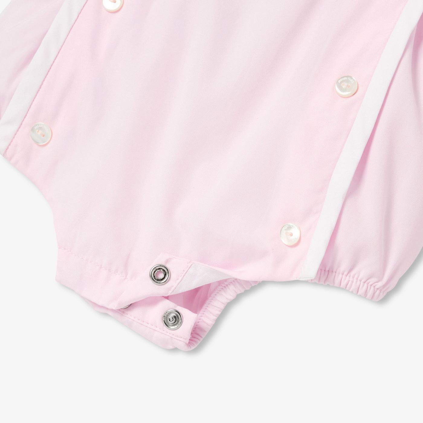 Baby girl romper in cotton poplin - rose/blanc