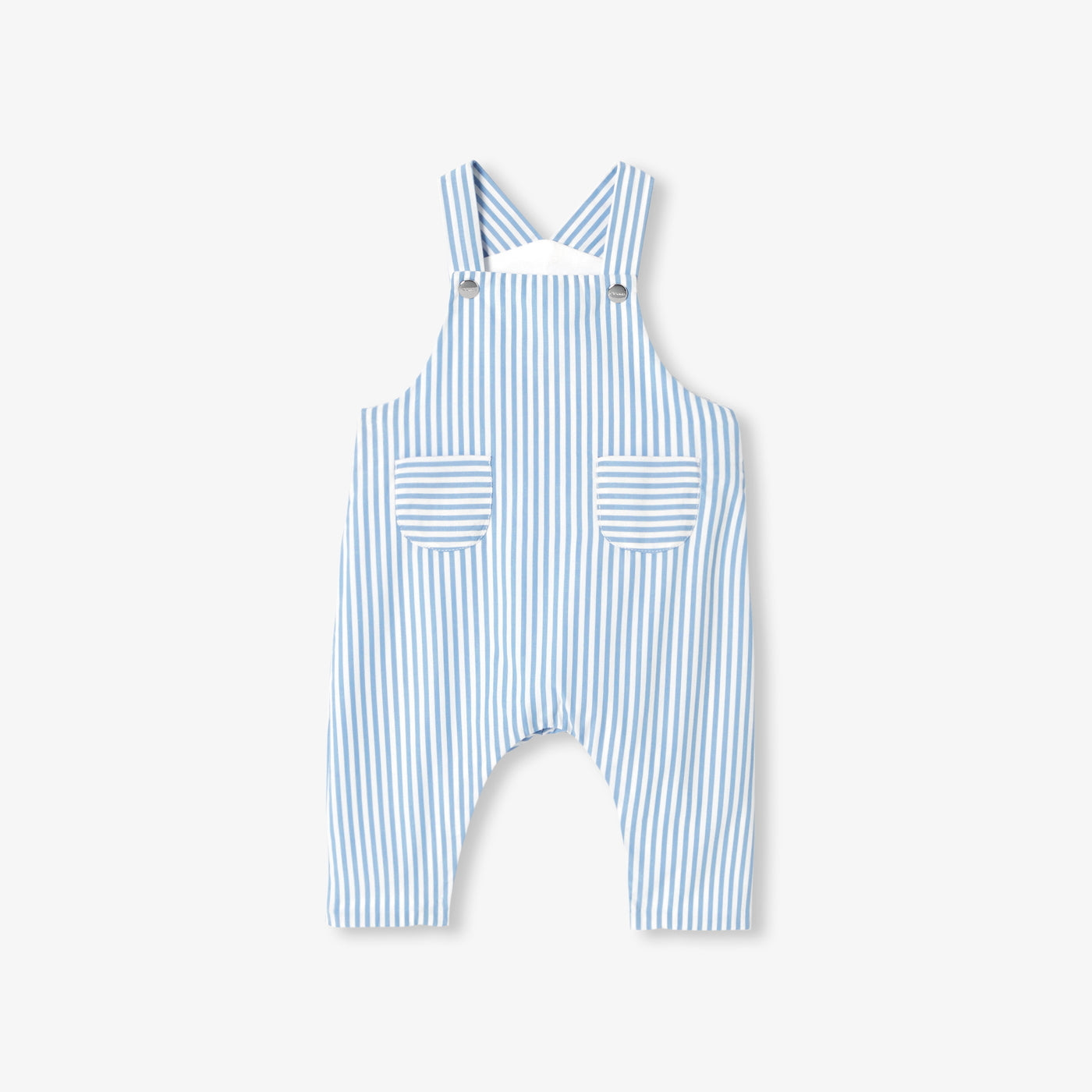 Baby boy striped poplin overalls - bleu/blanc