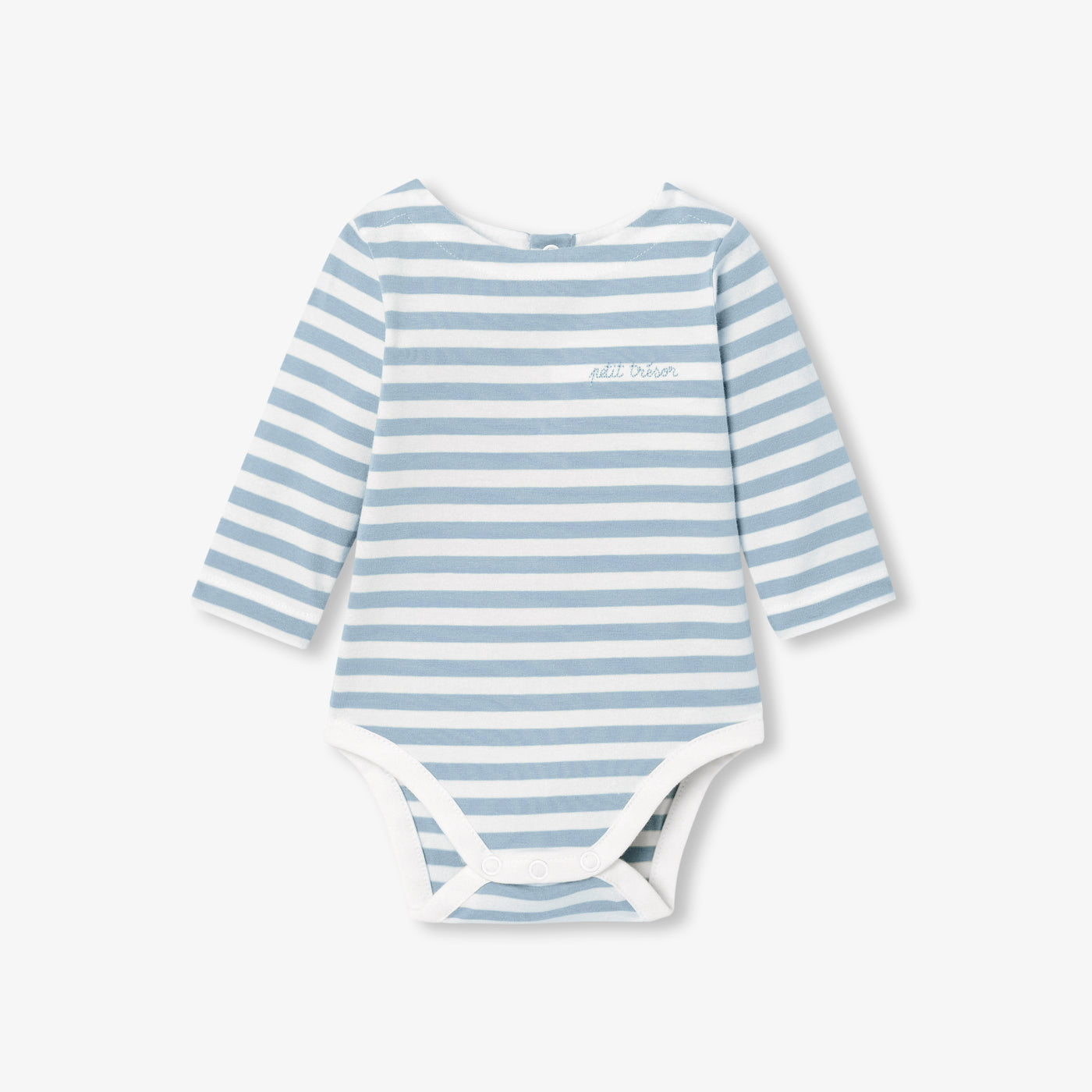 Baby boy striped jersey long-sleeved bodysuit - bleu/blanc