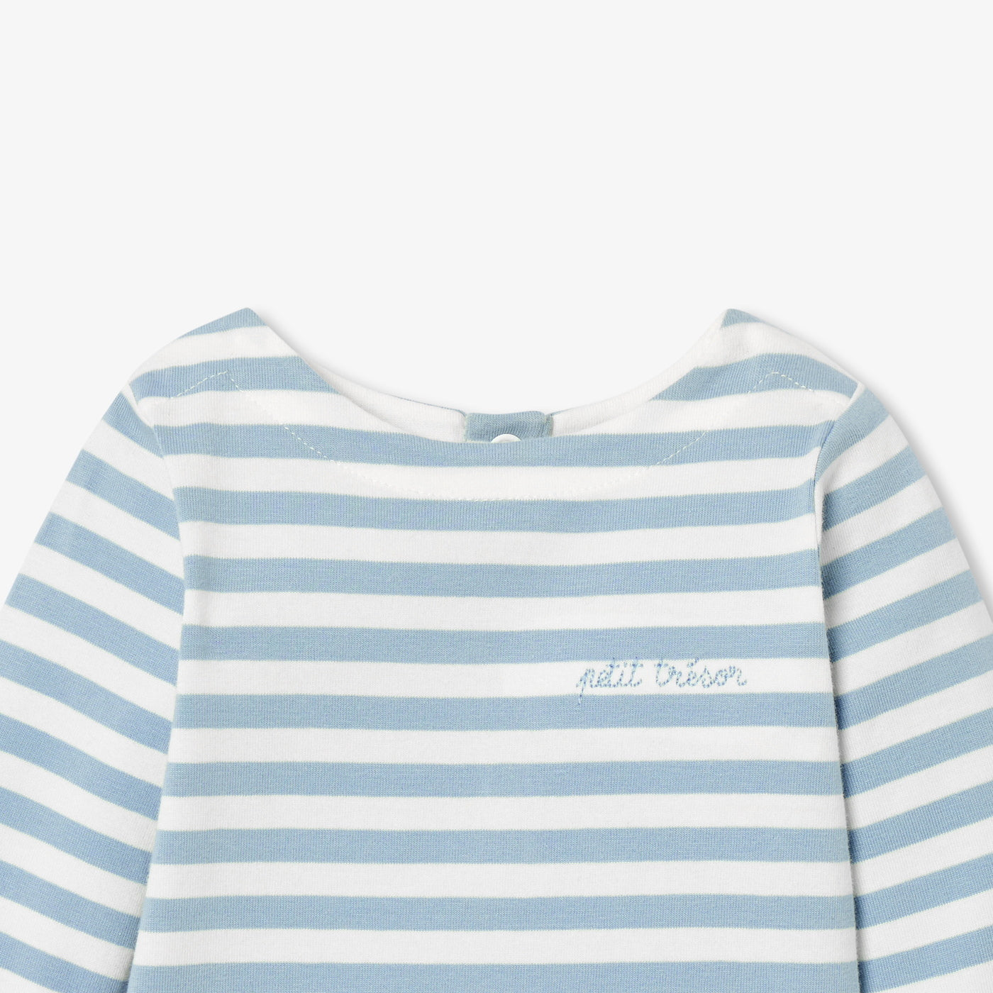 Baby boy striped jersey long-sleeved bodysuit - bleu/blanc