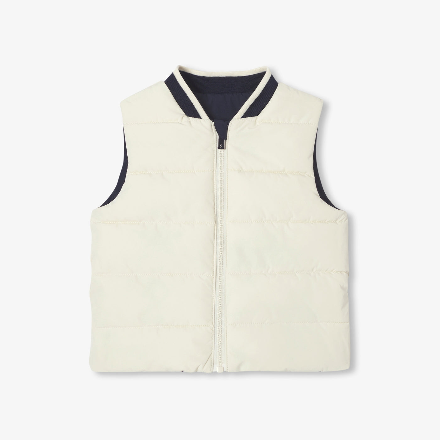 Baby boy reversible sleeveless padded jacket - marine/ecru