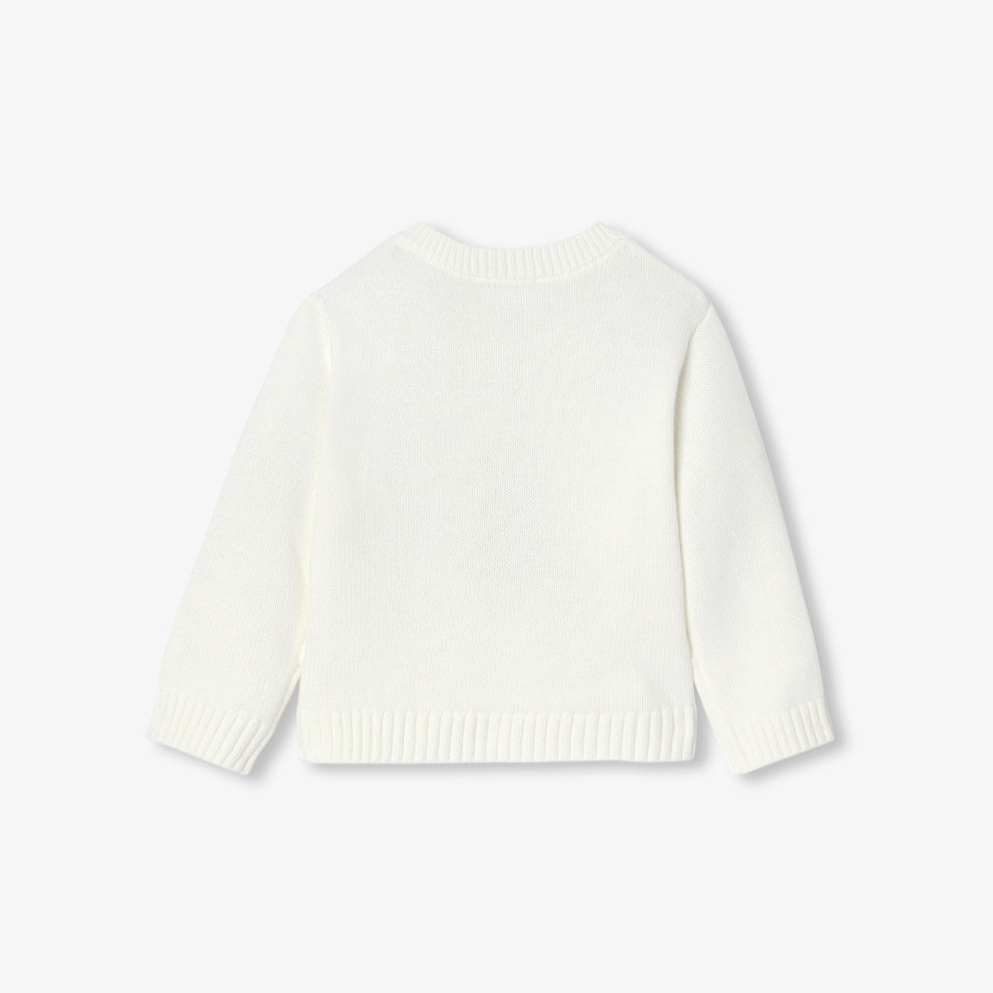 Baby intarsia bunny cotton jumper - blanc doux jacadi