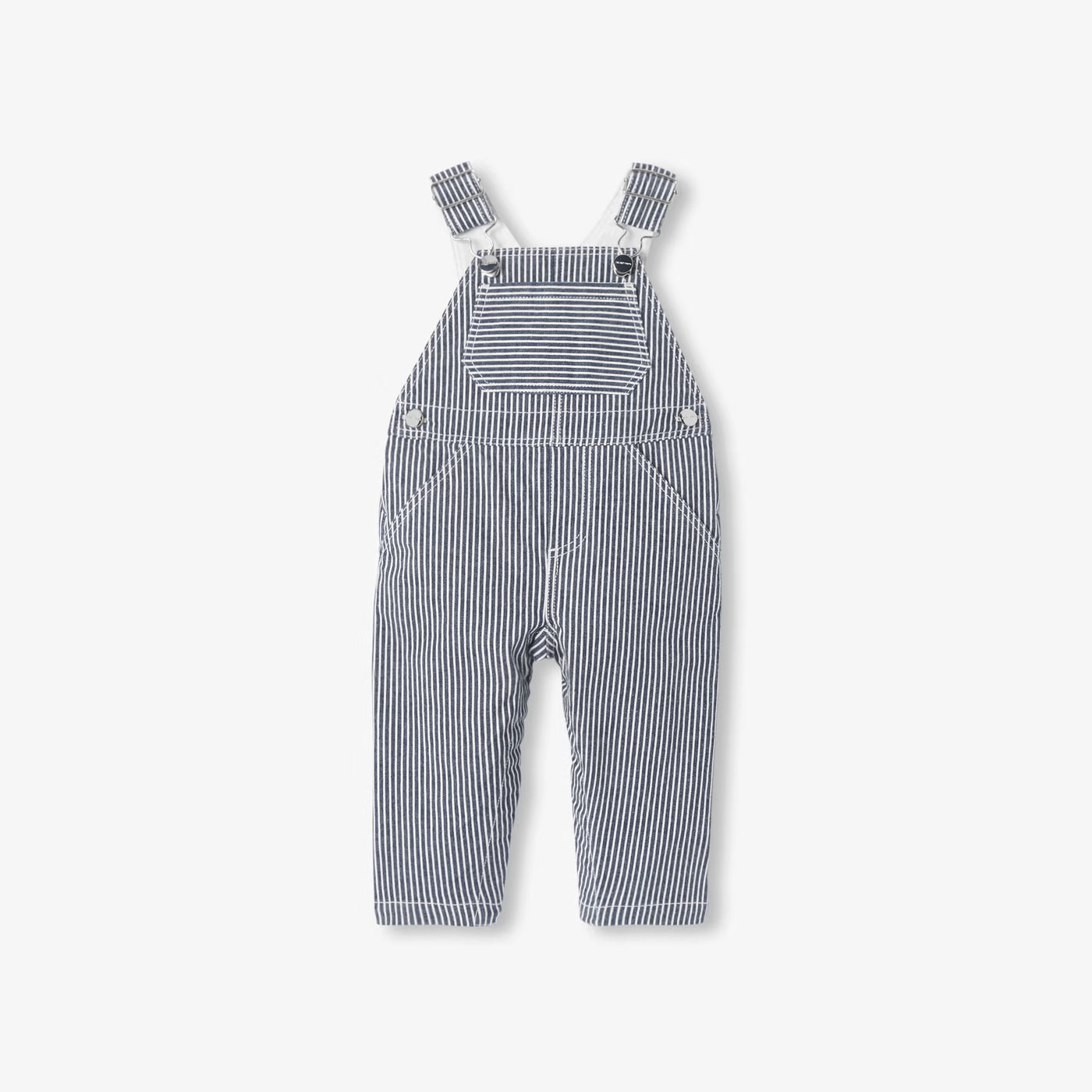 Baby overalls in striped twill - blue/white