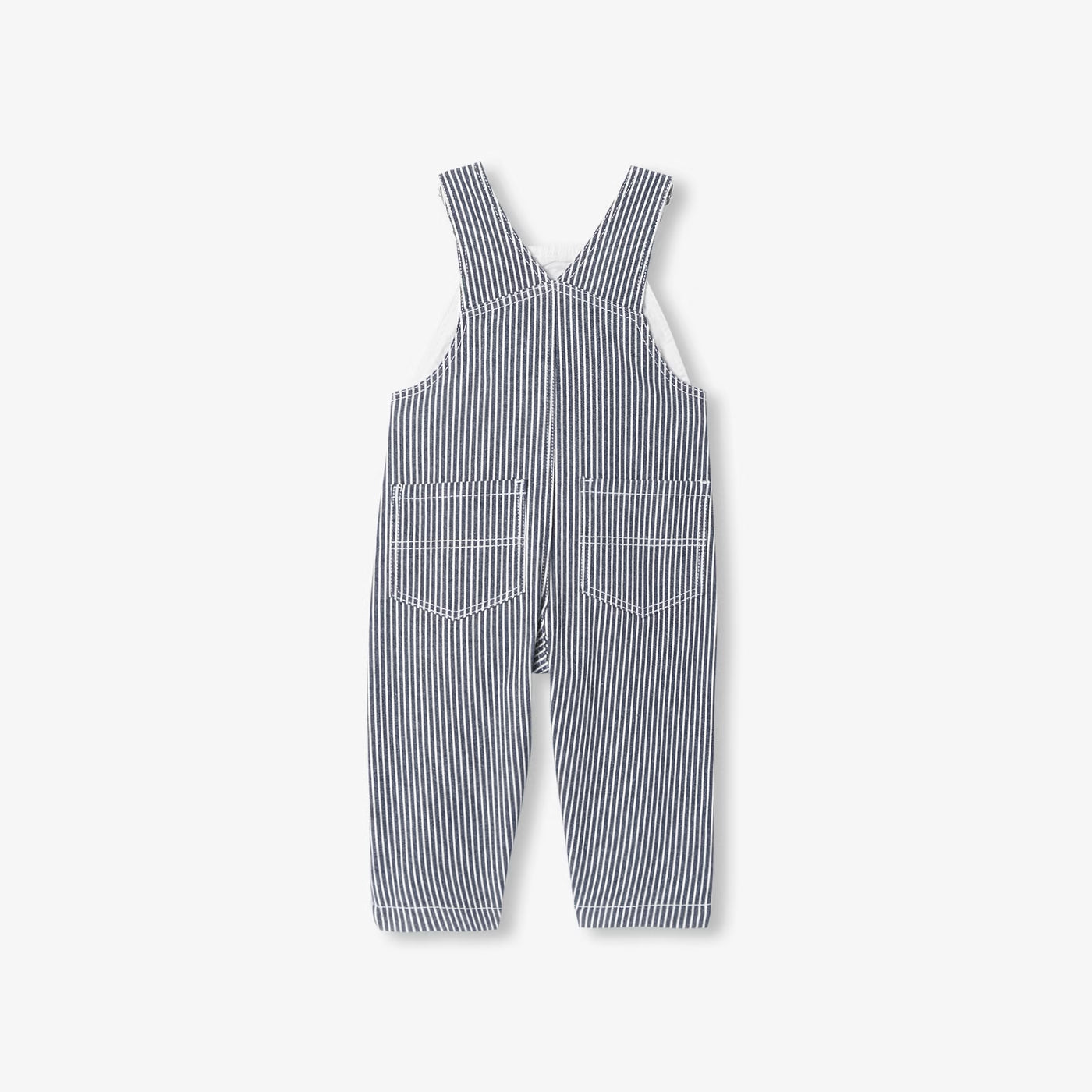 Baby overalls in striped twill - blue/white