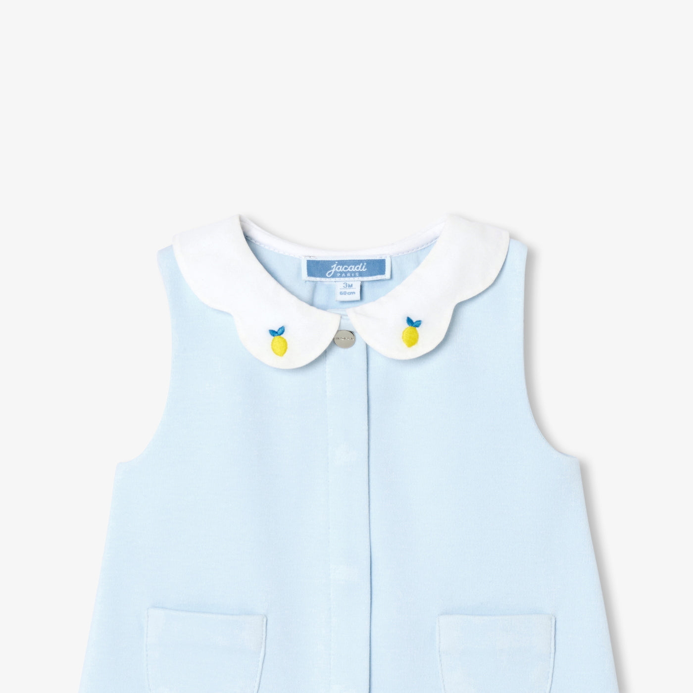 Baby girl interlock cotton romper - bleu pale