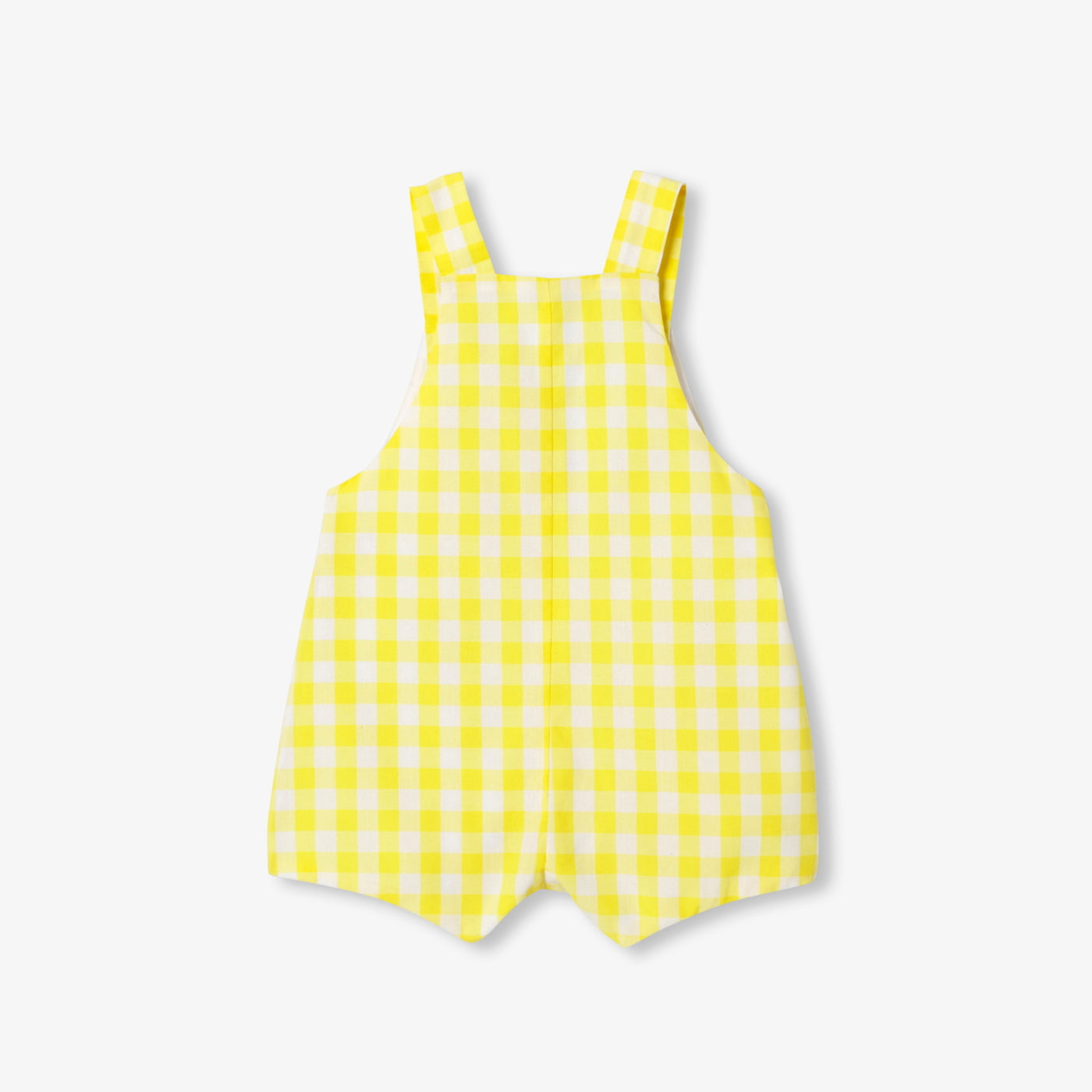 Baby short dungarees in gingham poplin - jaune/blanc