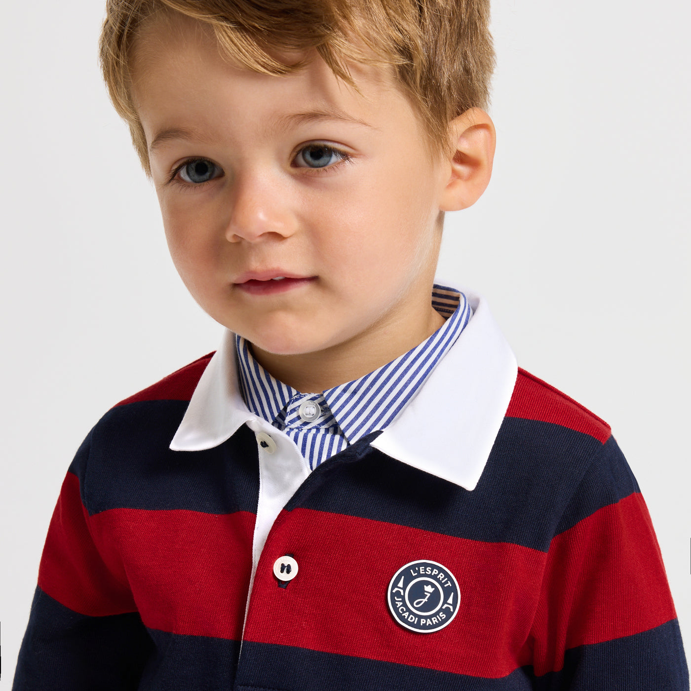 Baby boy long-sleeved polo shirt - marine/rouge