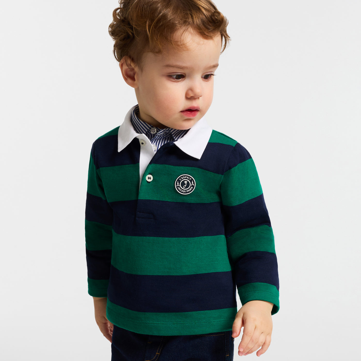 Baby boy long-sleeved polo shirt - marine/vert