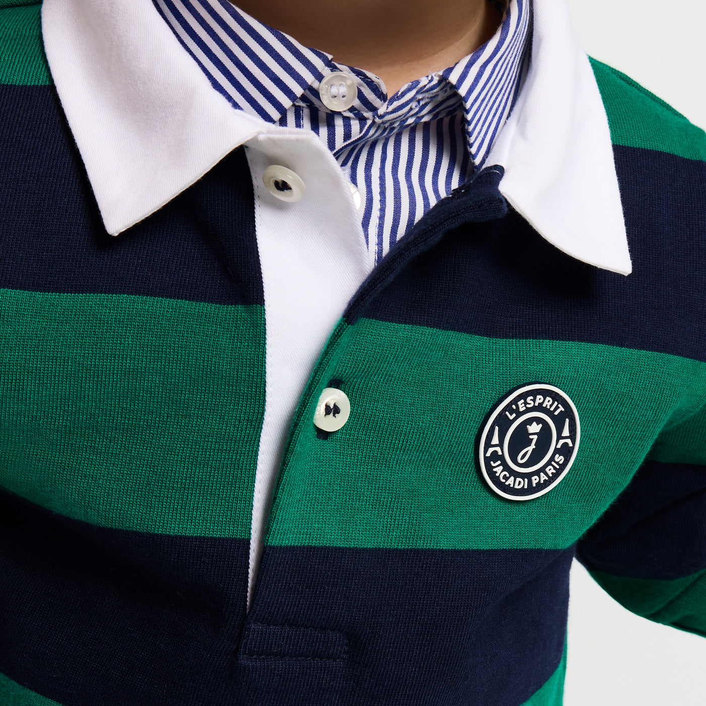 Baby boy long-sleeved polo shirt - marine/vert
