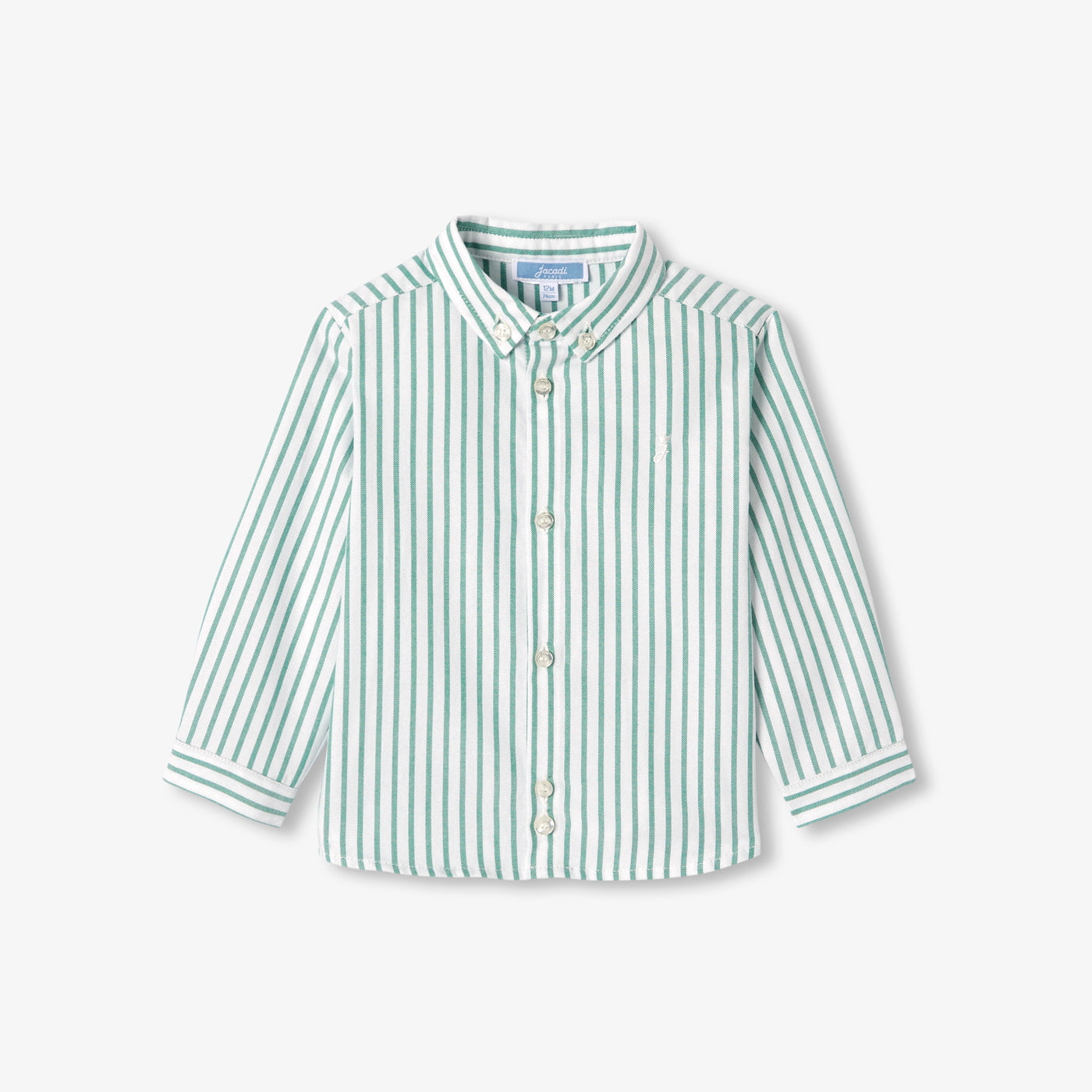 Baby boy striped oxford cotton shirt - blanc/vert
